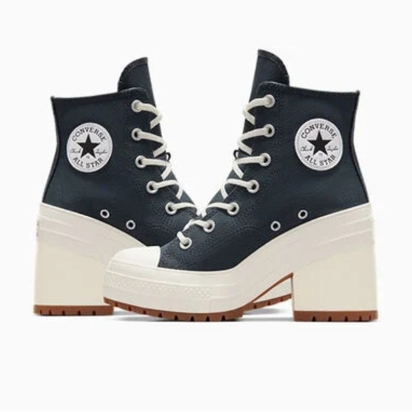 Converse Blue and White Heeled Boots with Platform - Picture 1 of 5
